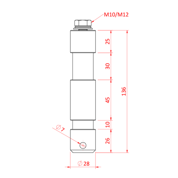 Doughty Engineering 28mm M10 Long Shank TV Spigots-Aluminium - FrameLight